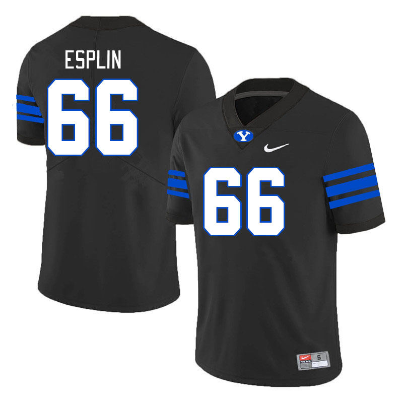 Men #66 Zoom Esplin BYU Cougars College Football Jerseys Stitched-Black